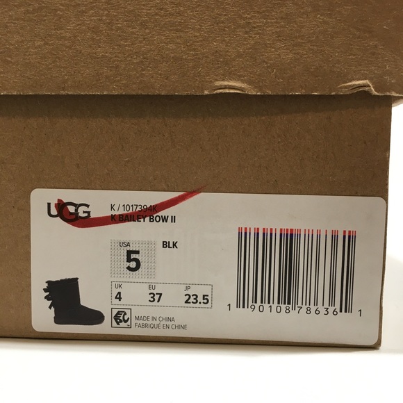 UGG BAILEY BOW II SHEEPSKIN BOOTS -BLACK -YOUTH US 5 (WOMEN’S 7) -NEW - Picture 9 of 9